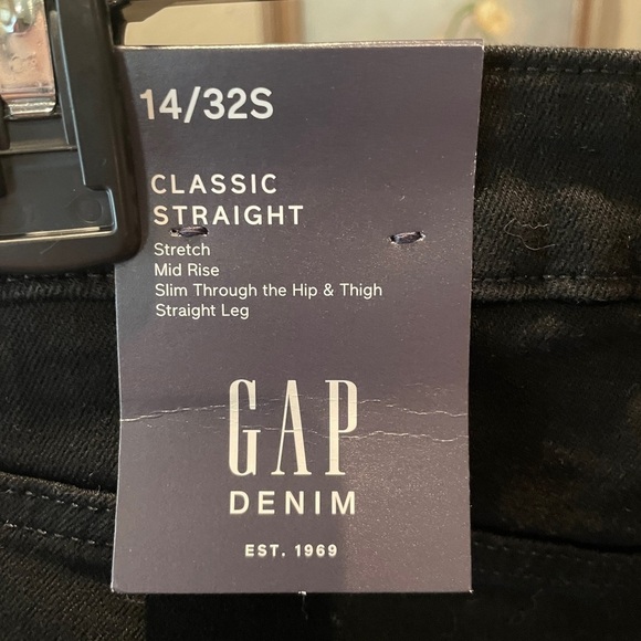 NWT GAP women’s Classic Straight leg stretch denim jeans 14 Short black - Picture 7 of 10